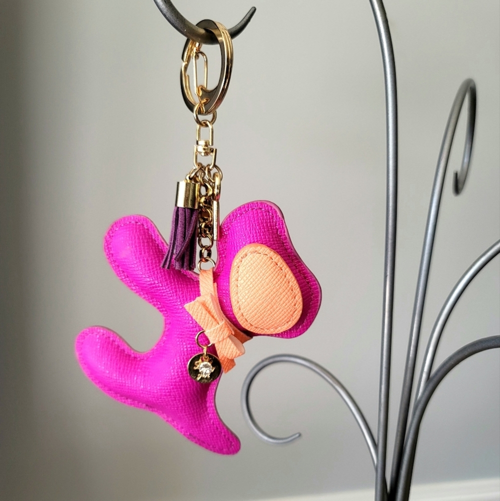 3D Dog Charm Keychain with Crystal